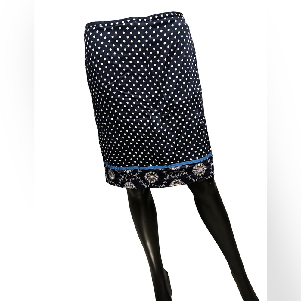 LOFT Navy Polka Dot Pencil Skirt